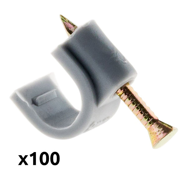 Lot de 100 crochets de fixation diamètre 10mm - Gris - Zenitech