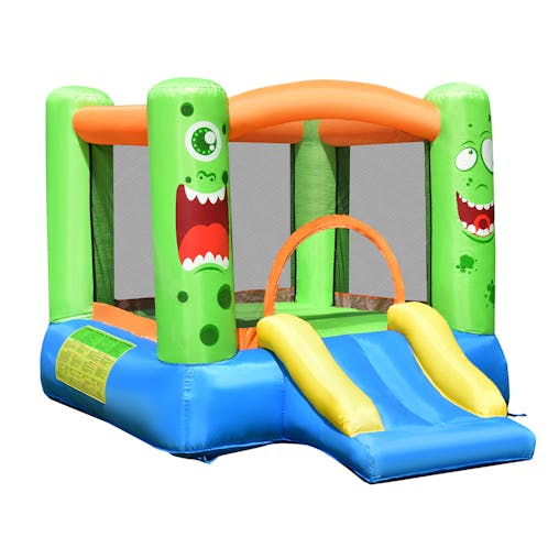 NNECW Inflatable Bounce Playhouse with Basketball Rim & Slide & Carrying Bag with Blower