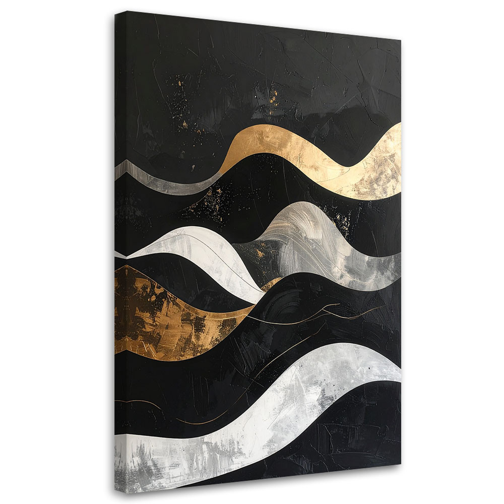 Obraz do salonu loftu biura, Abstrakcja geometryczna złoto czarna 20x30