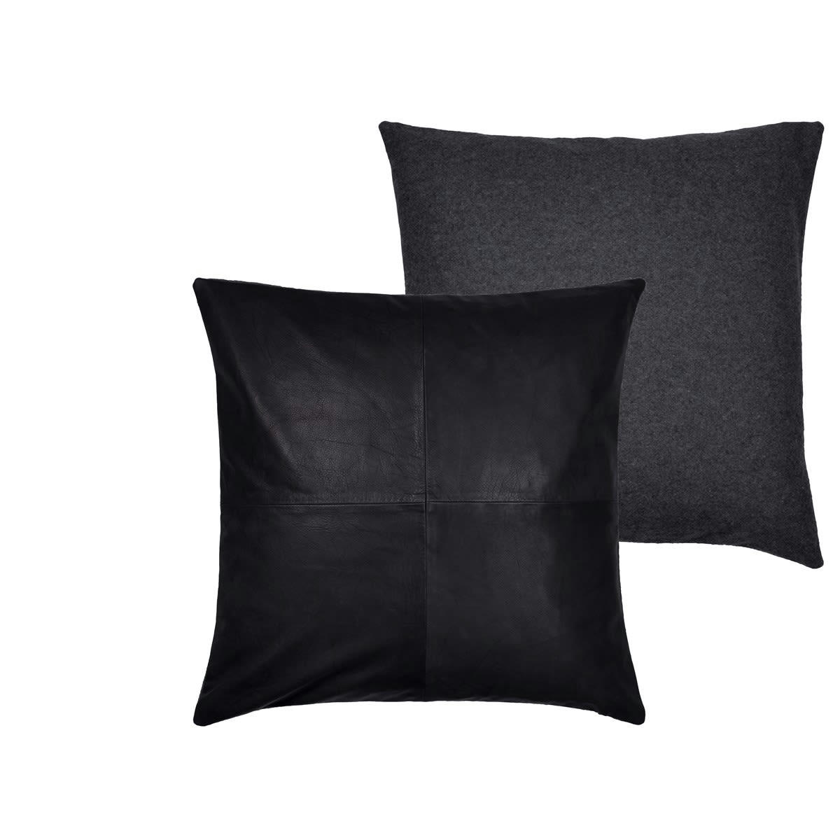 LODGE LEATHER - Coussin bi matÃ¨re en Cuir Noir