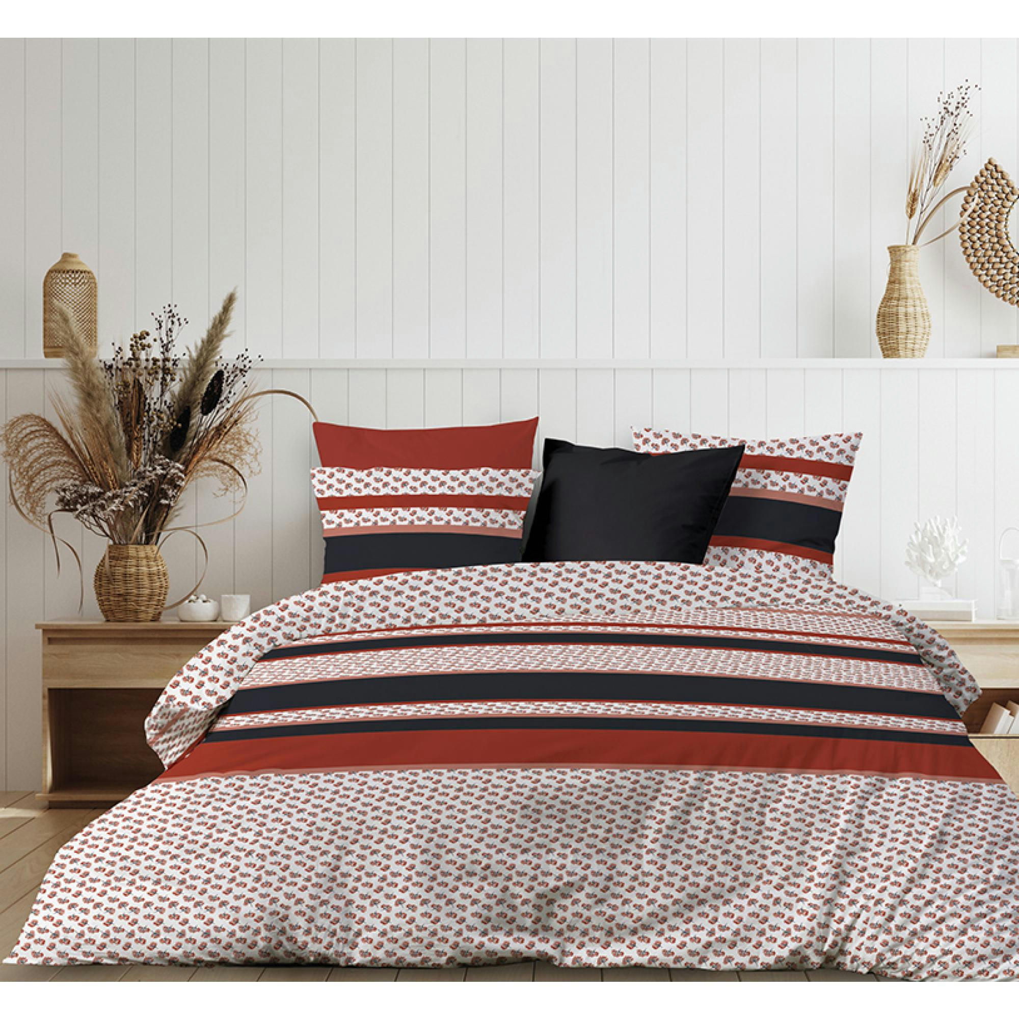 FIDA - Parure de lit 2 personnes  avec housse de couette et taies d'oreiller