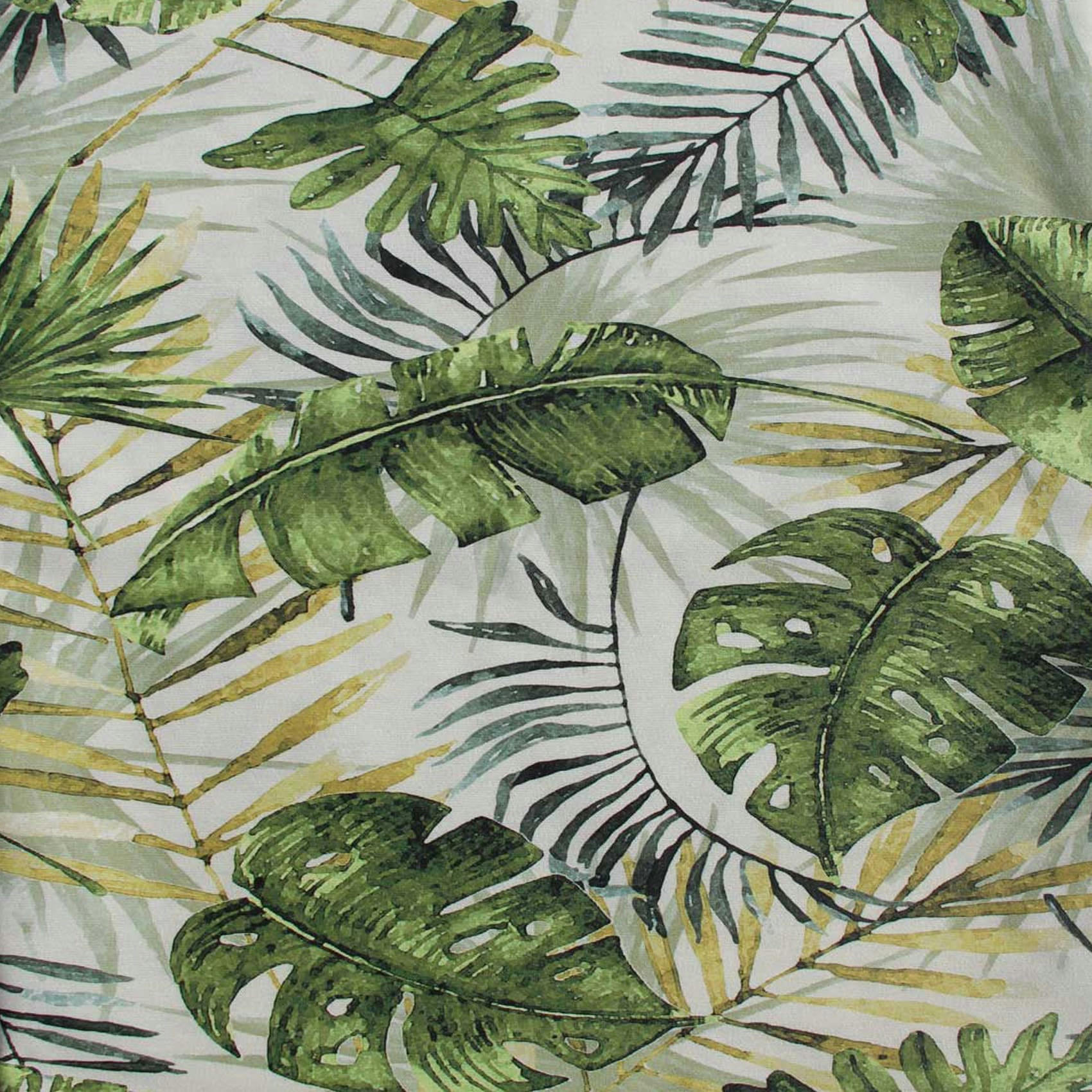 BOTANIQUE - Nappe enduite au style jungle coton vert 150x150 cm
