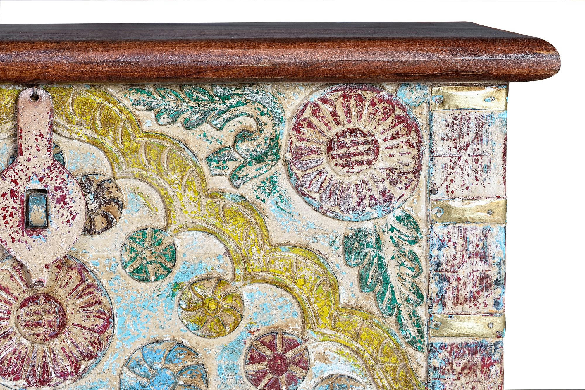 - Coffre en bois de manguier couleur noyer