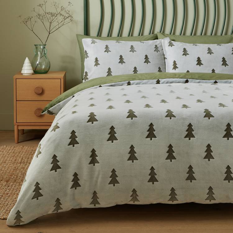Argos Home Xmas Trees Fleece Bedding Set - Single