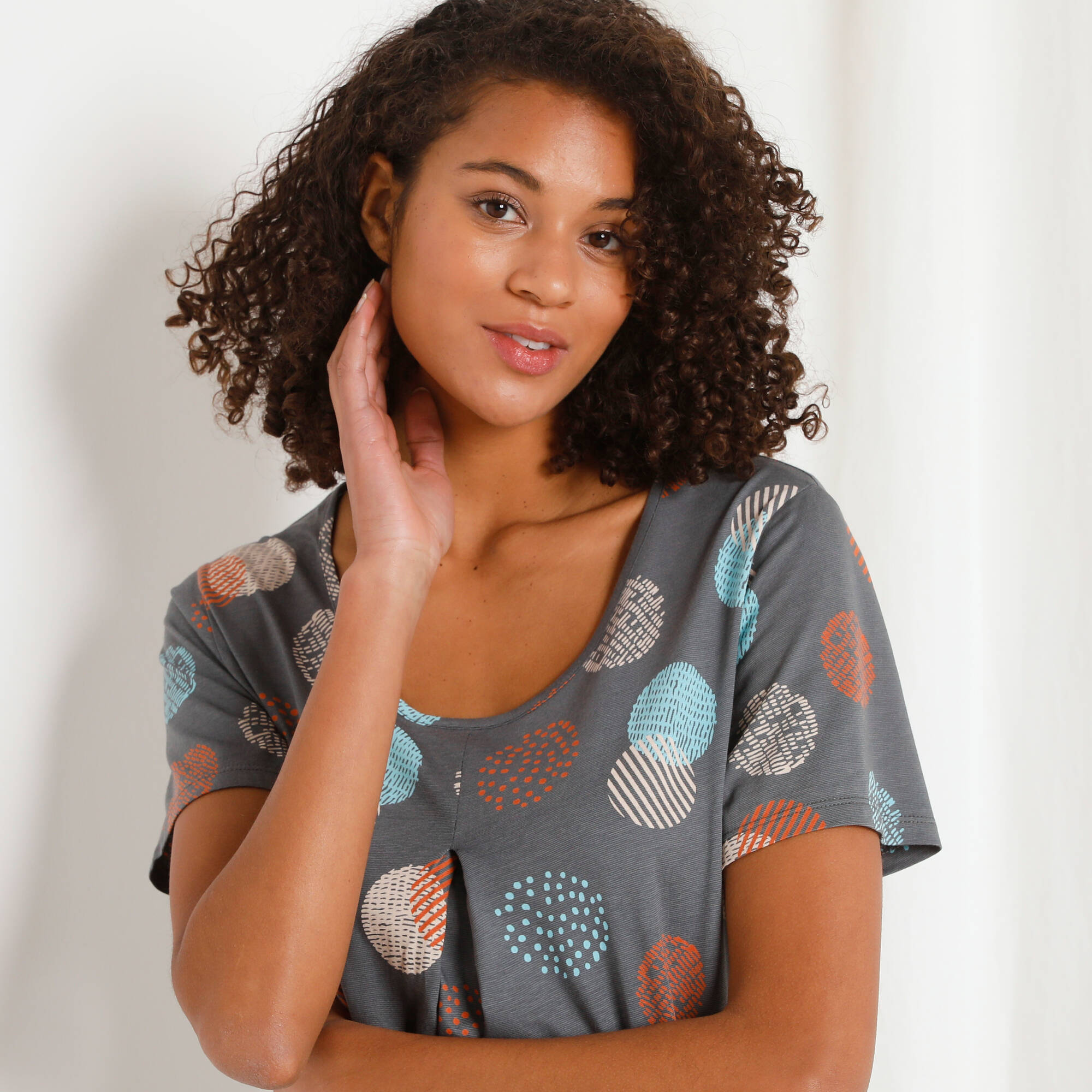 Chemise de nuit longue imprimée graphique