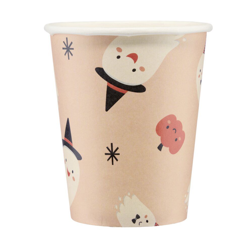 Gobelet carton x8 Halloween fantôme mignon 250ml