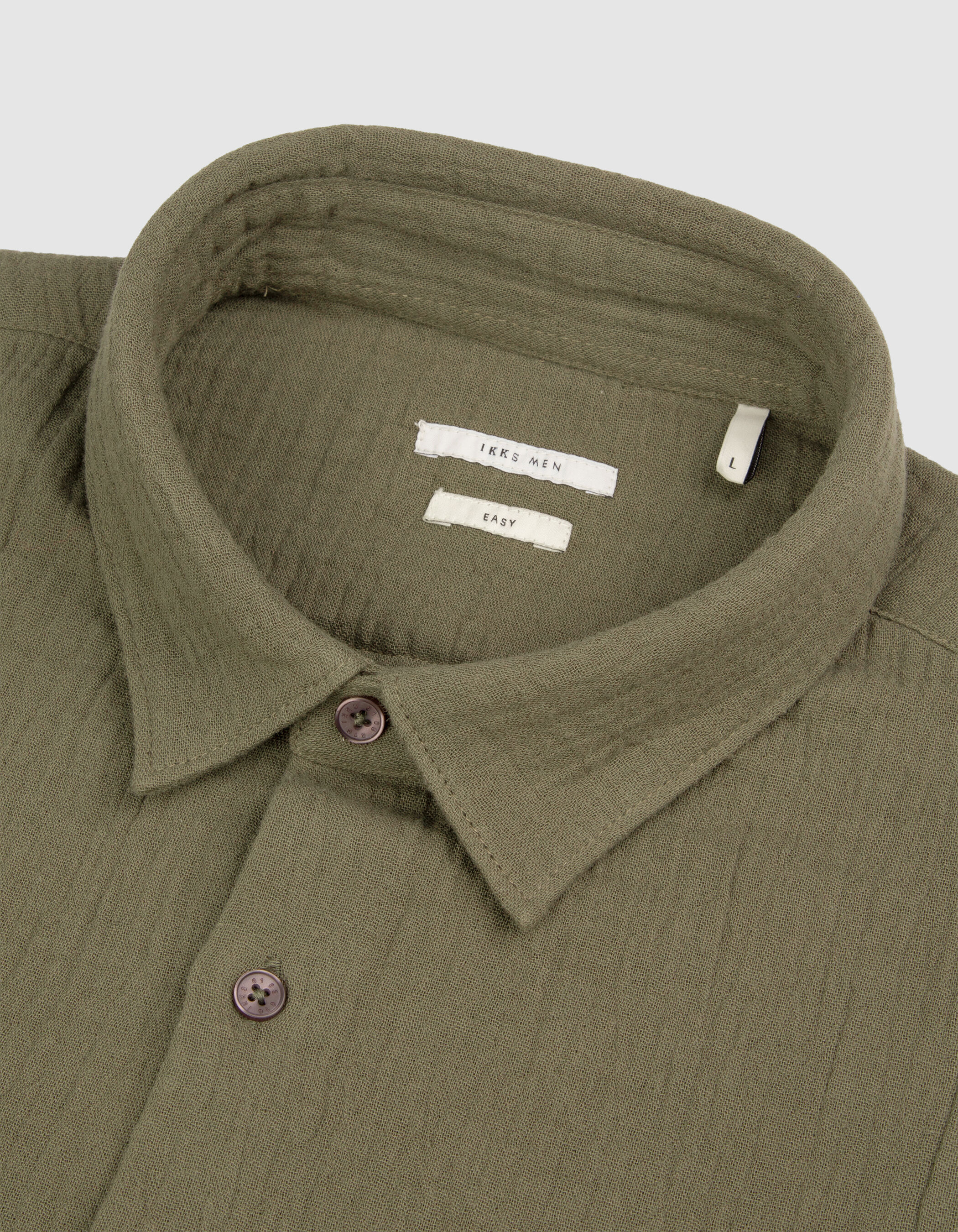 Chemise regular kaki gaze de coton bio Homme