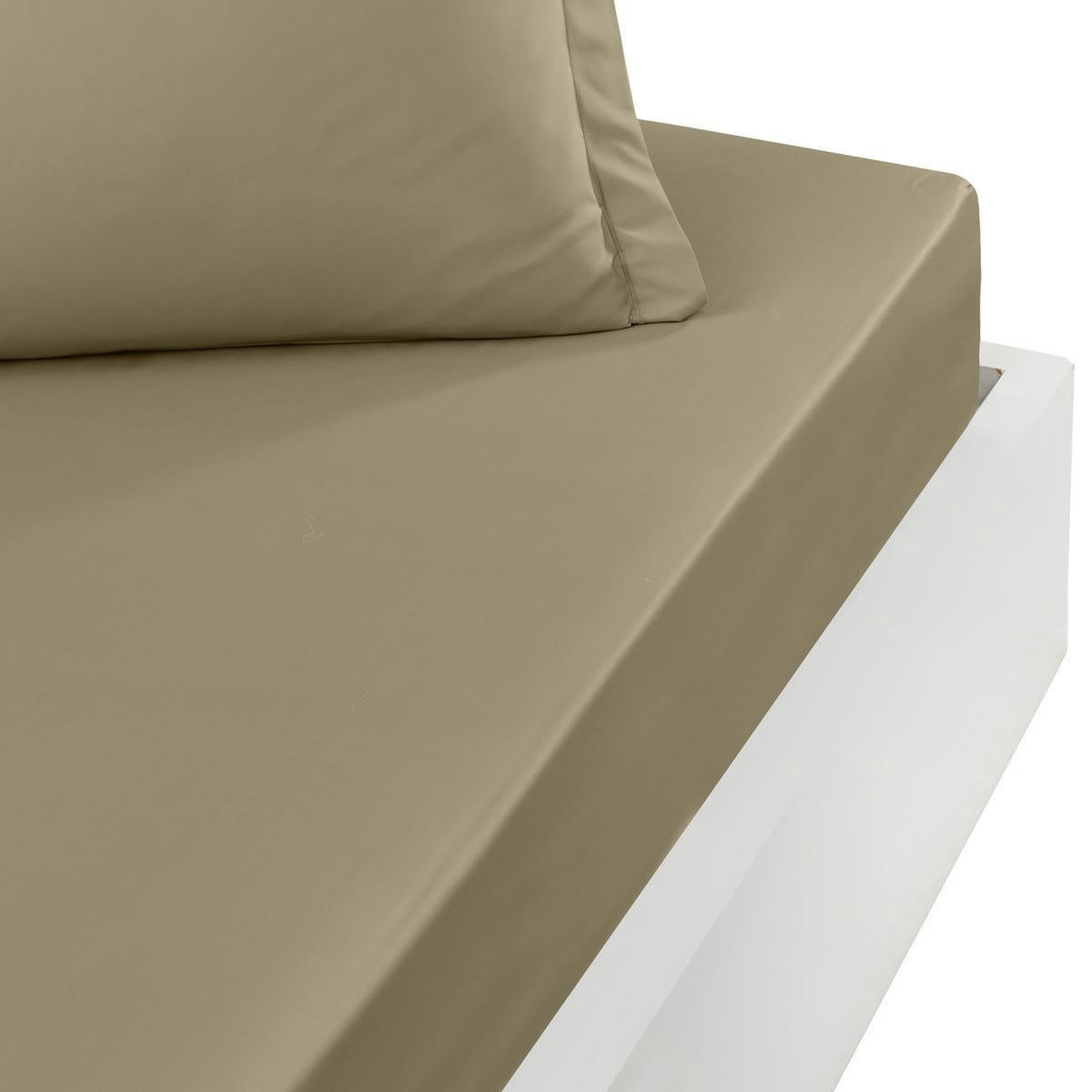 SOFT PERCALE - Drap housse en percale bonnet 40cm Taupe 180x200 cm