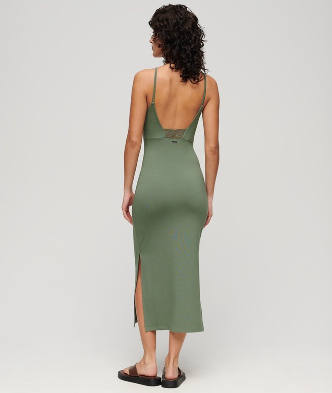 Jersey Lace Back Midi Dress