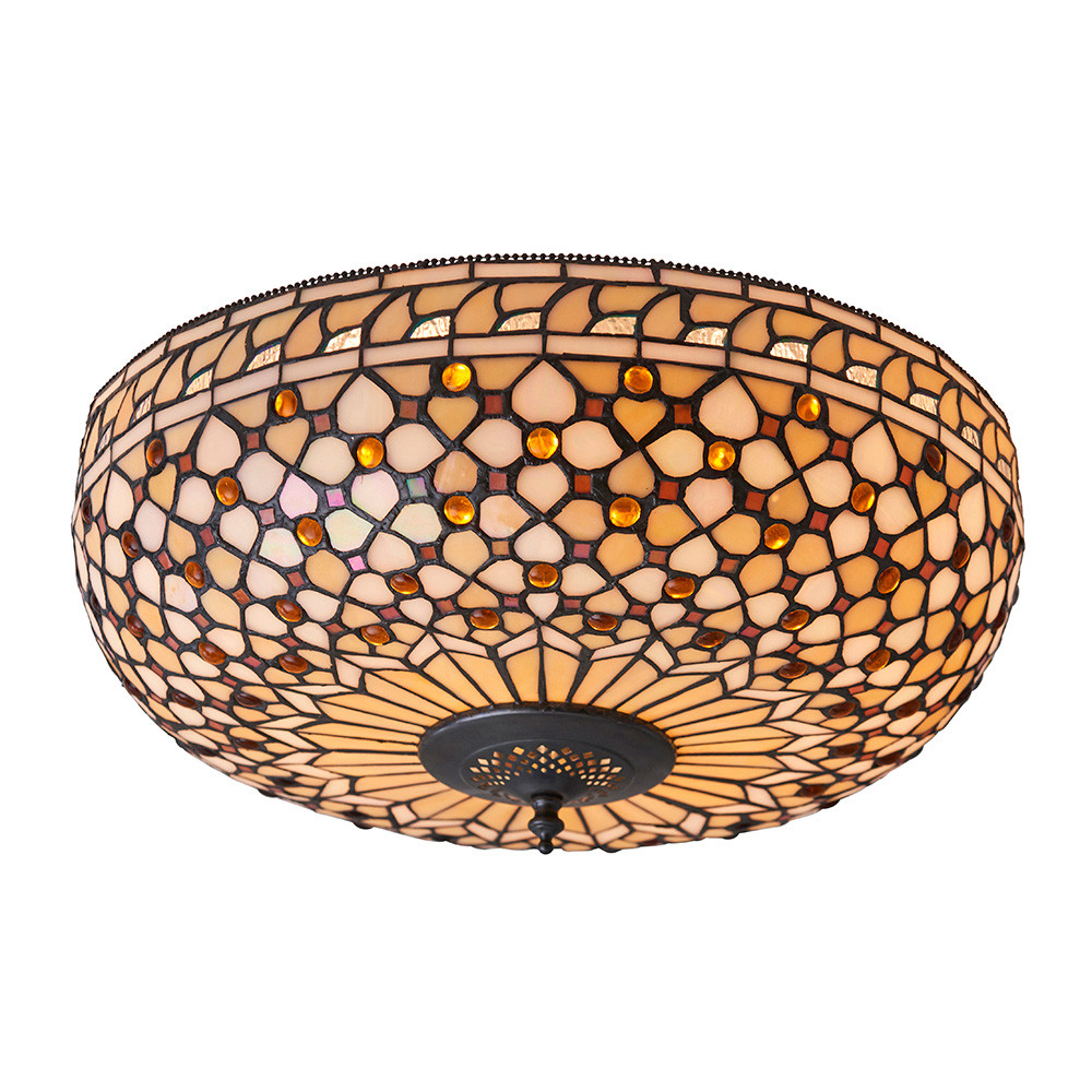 Plafon MILLE FEUX szklane koraliki brązowy 2xE27x20W IP20 Tiffany
