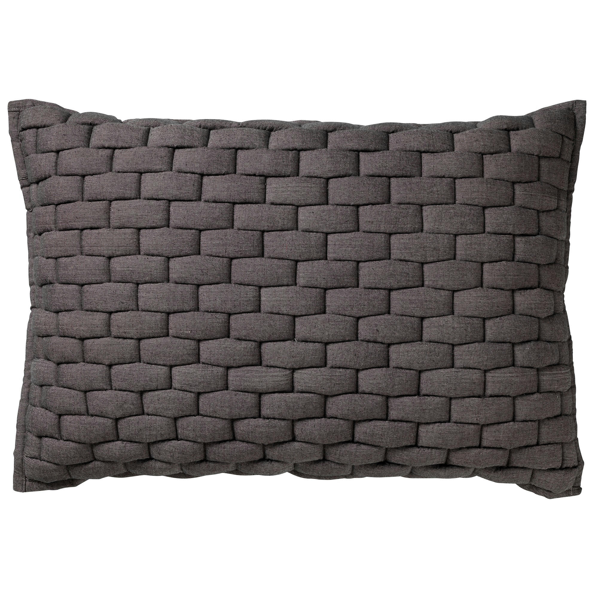 LINA - Housse de coussin gris en coton-40x60 cm avec un motif à carreaux