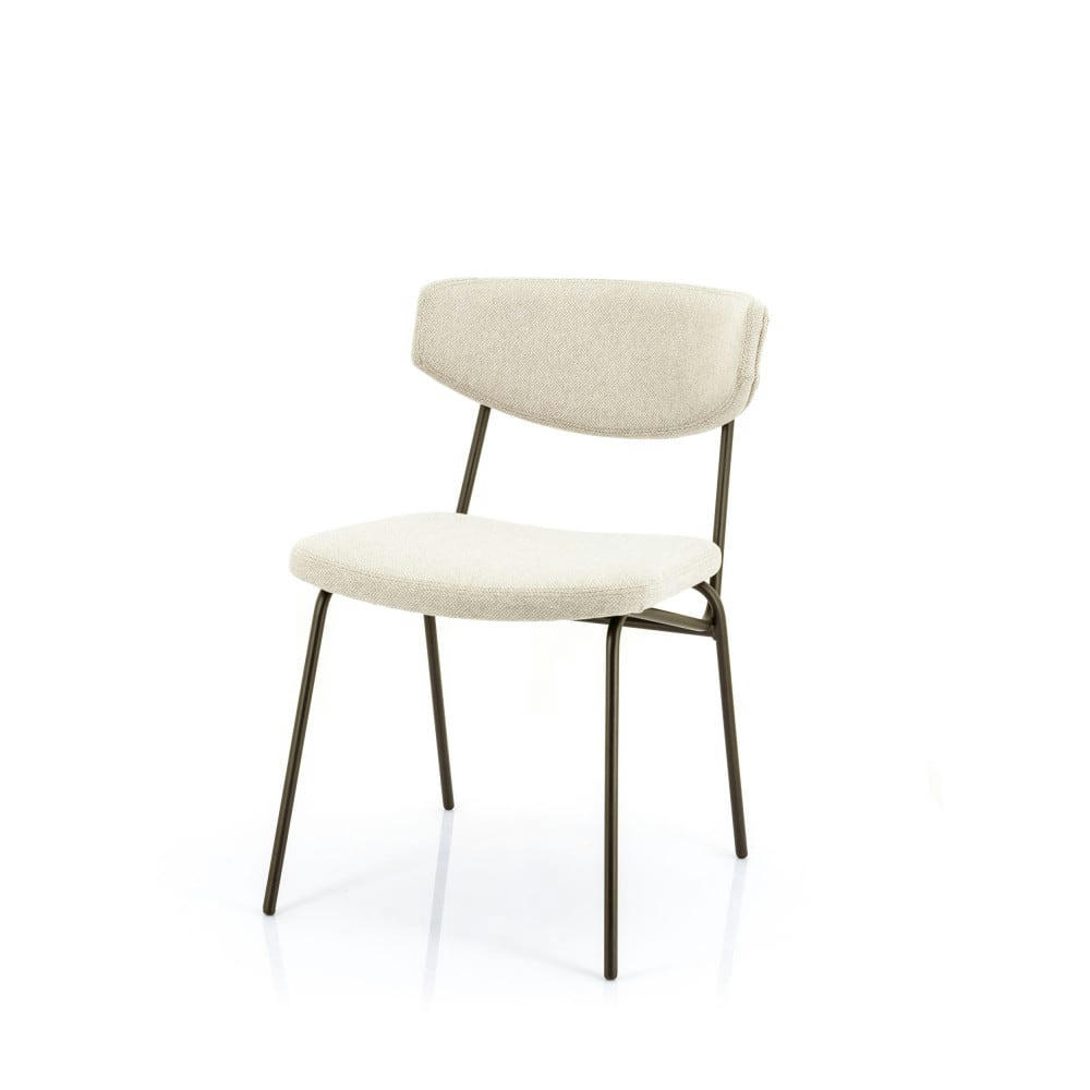 CROCKETT - Lot de 2 chaises en tissu et métal ecru