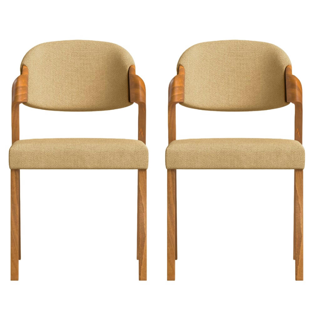 CELA - 2 Chaises en tissu recyclé fabriqué à la main en couleur moutarde