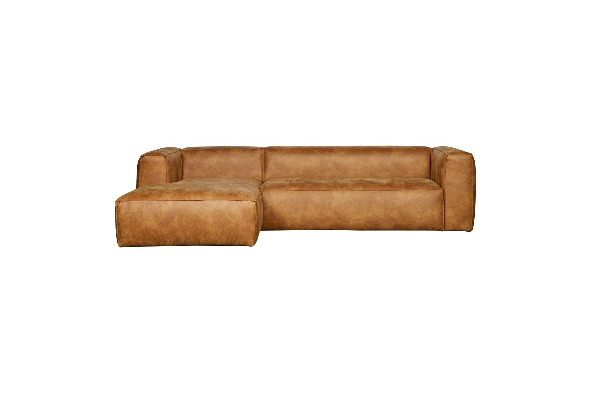 BEAN - Canapé d'angle gauche 3 places en tissu marron