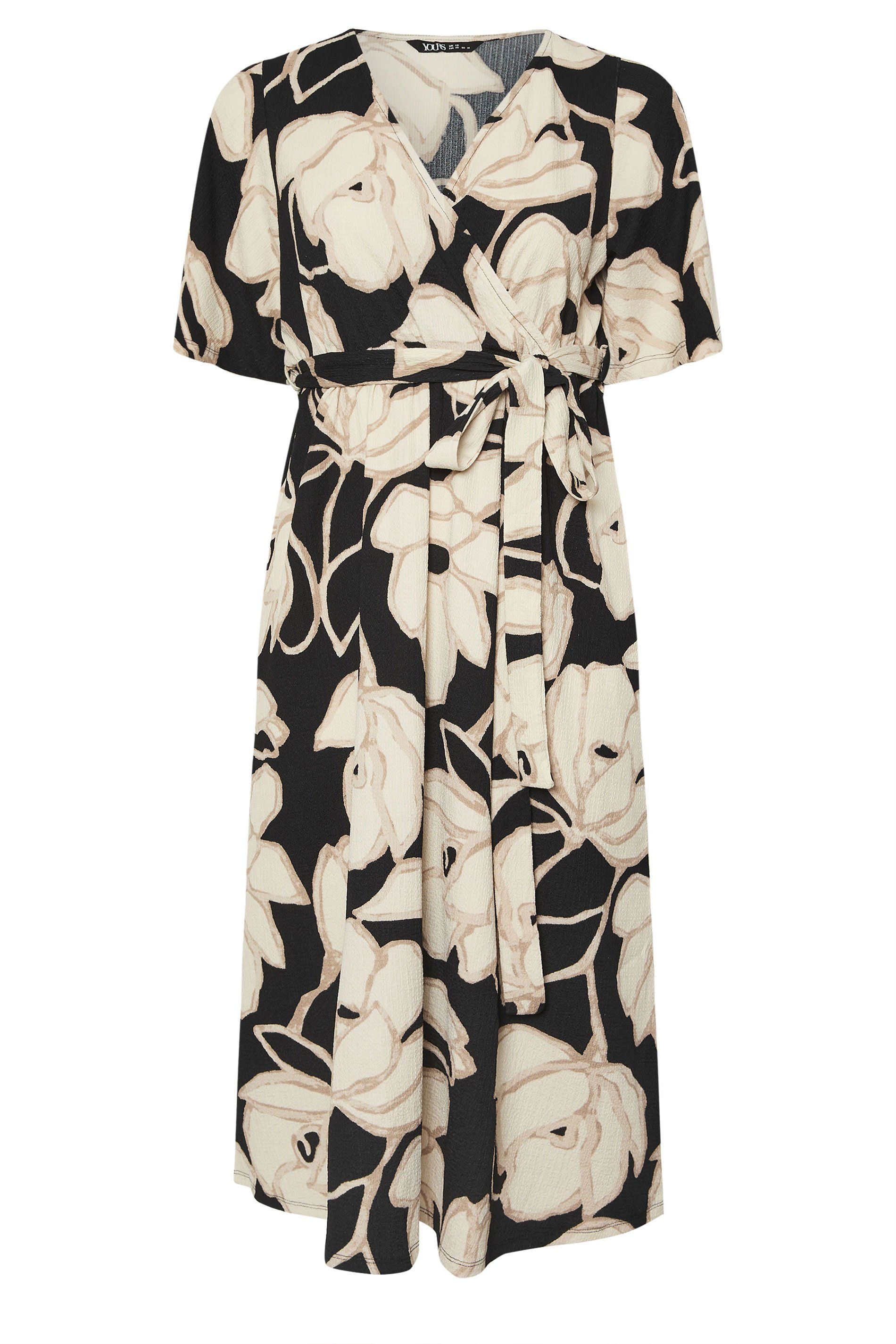 Yours Floral Textured Wrap Midi Dress