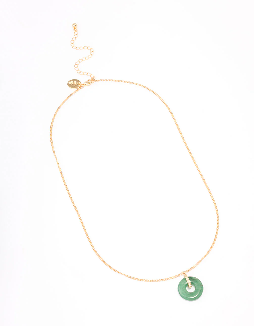 Gold Plated Cubic Zirconia Semi-Precious Donut Necklace