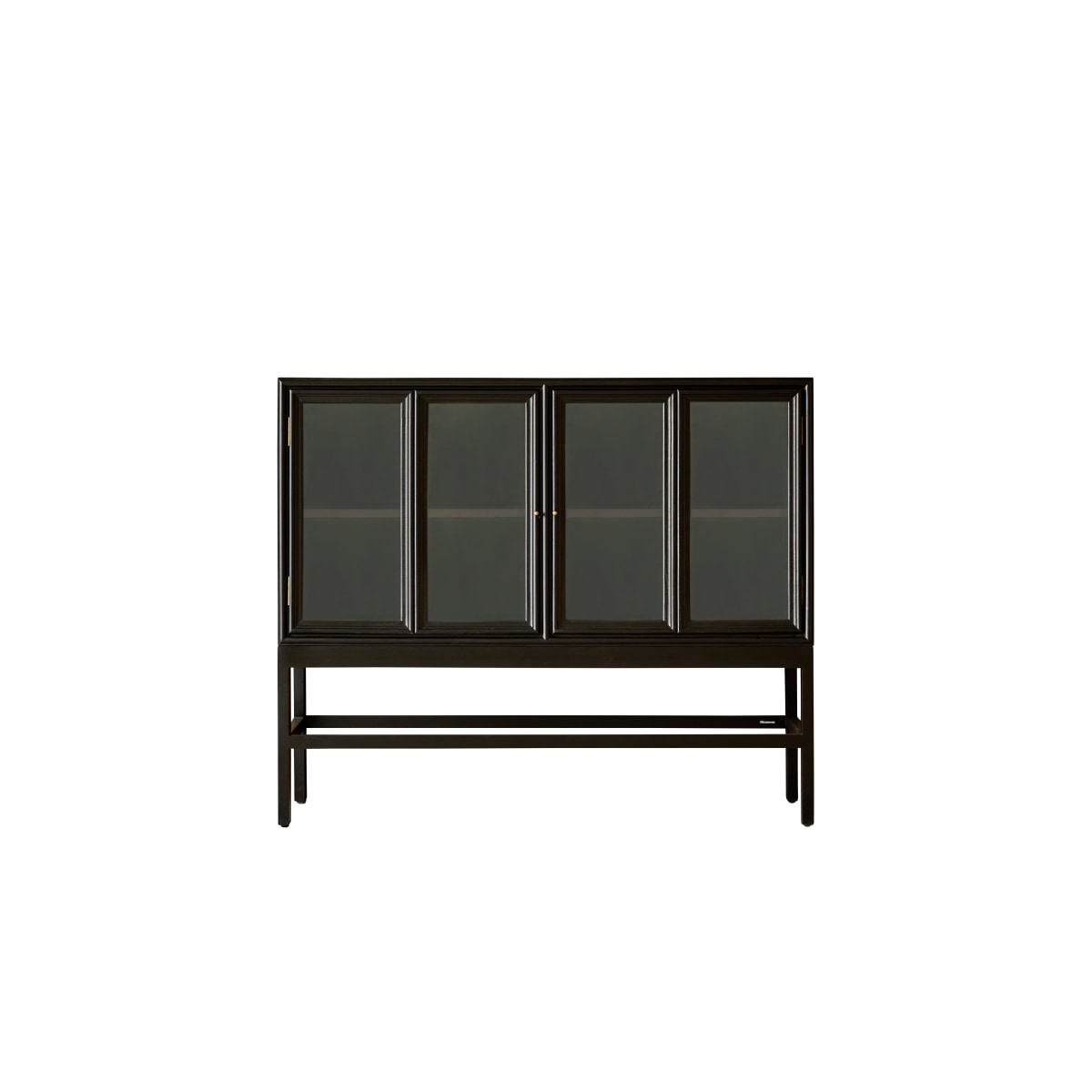 Tikamoon Vitrinebuffet met glas op poten van mindihout 120 cm - Zwart