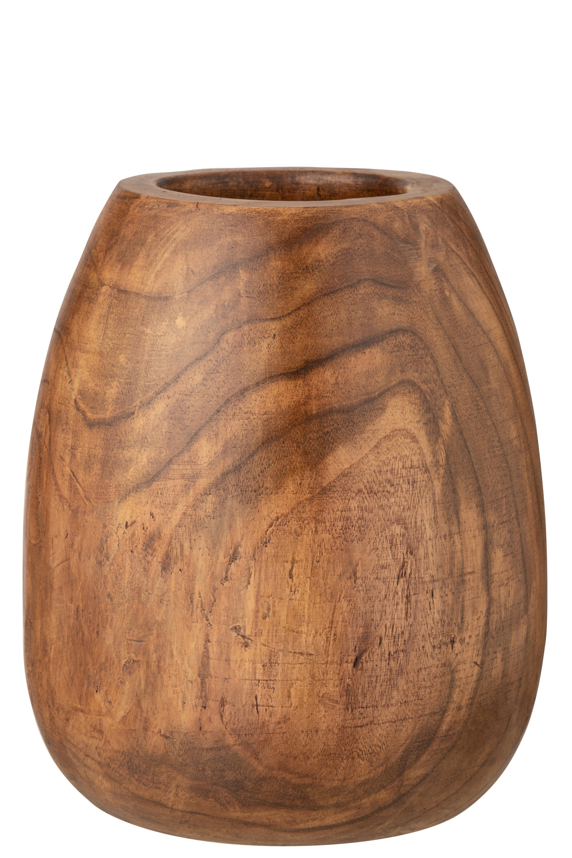 J-Line bloempot Paulownia - hout - bruin - large - Ø 43 cm