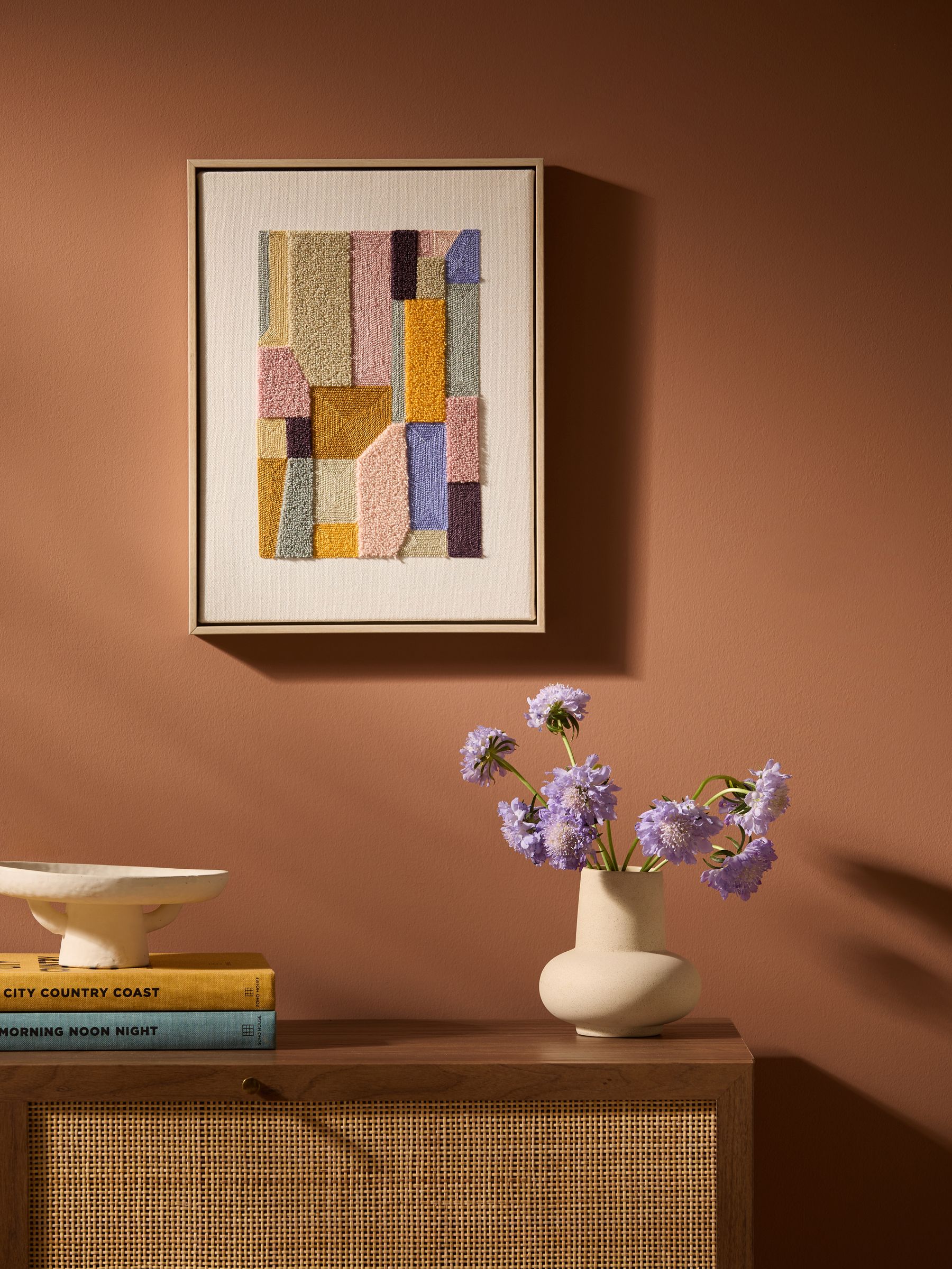 Alonzo Embroidered Wall Art in Multi Tonal