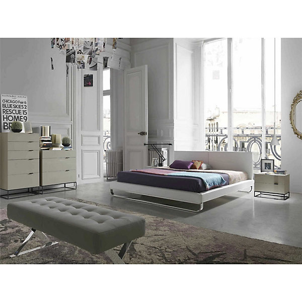 Commode laqué structure acier noir 80 x 45 x 80 cm Gris perle