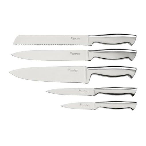 Stanley Rogers 6Pc Acacia Black Knife Block Set 6 Piece S/ Steel 41410