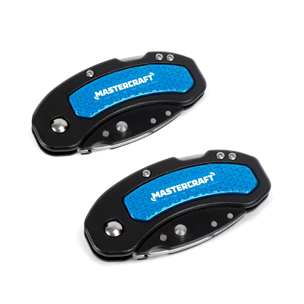 Mastercraft Folding Utility Knives, Black/Blue, 2-pk
