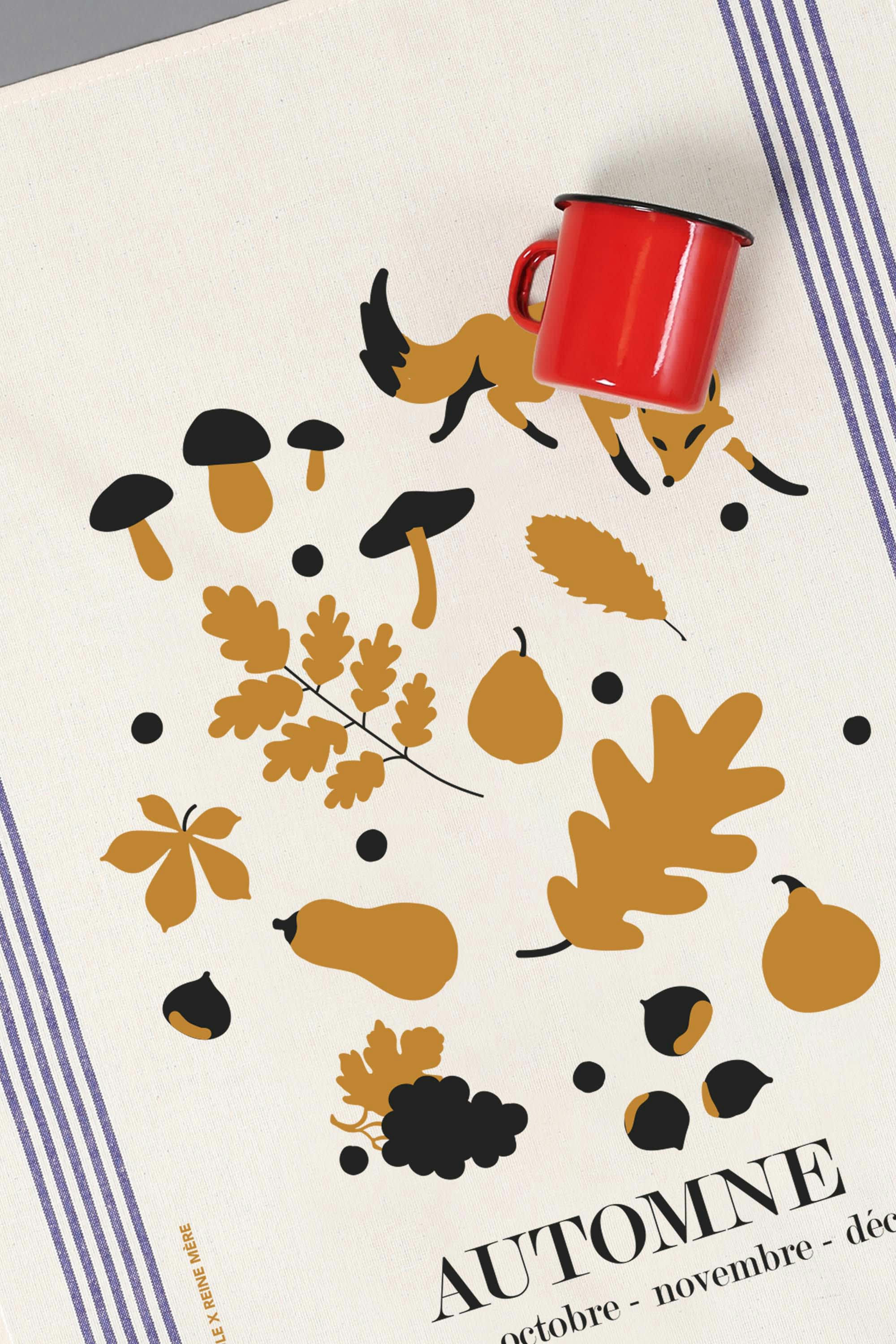 - Torchon en coton naturel automne