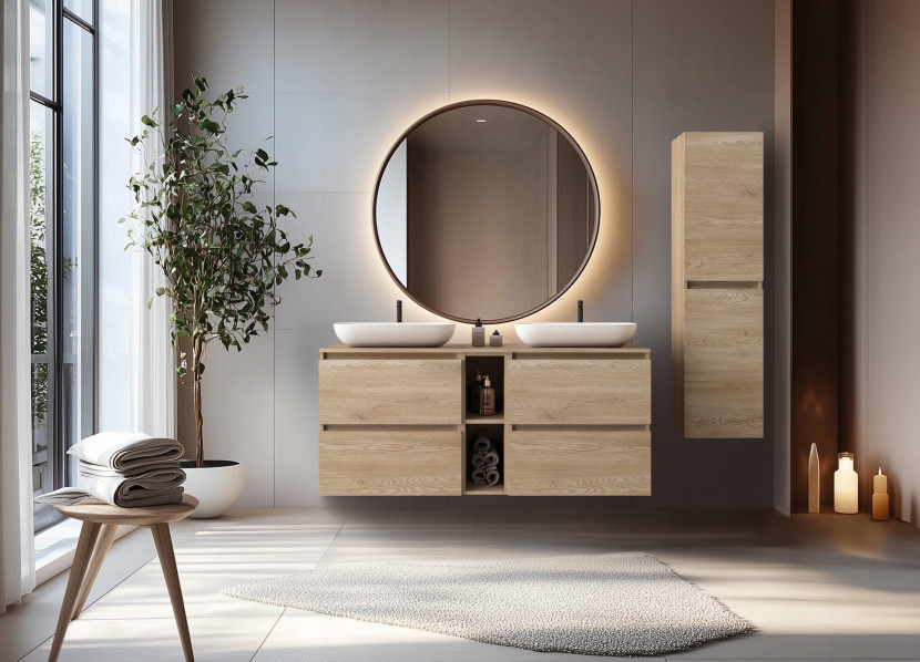 SIMPLE szafka łazienkowa pod umywalkę 80 cm dąb jasny