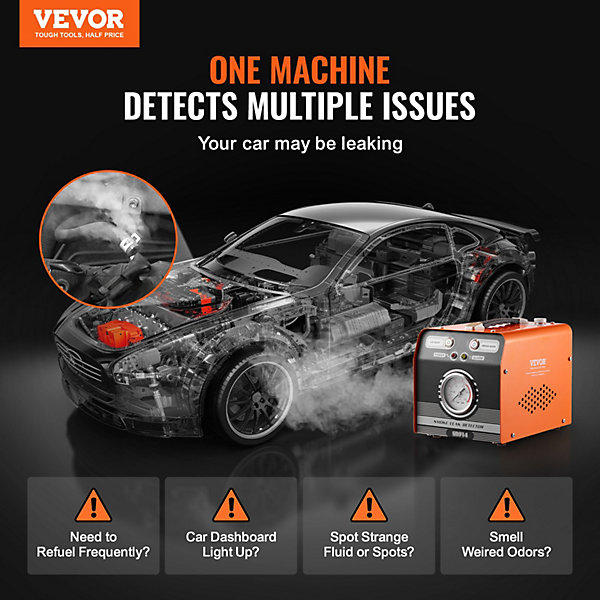Détecteur fuite carburant 8 L/min, machine à fumée automobile 2 modes, 12V, avec manomètre intégré.