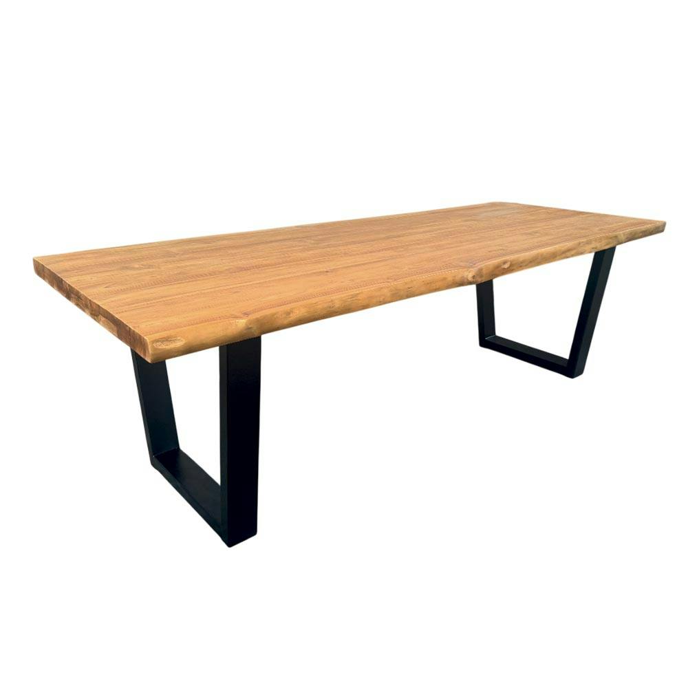 Table à manger bois de teck recyclé, pieds en U 240 cm TIMOR