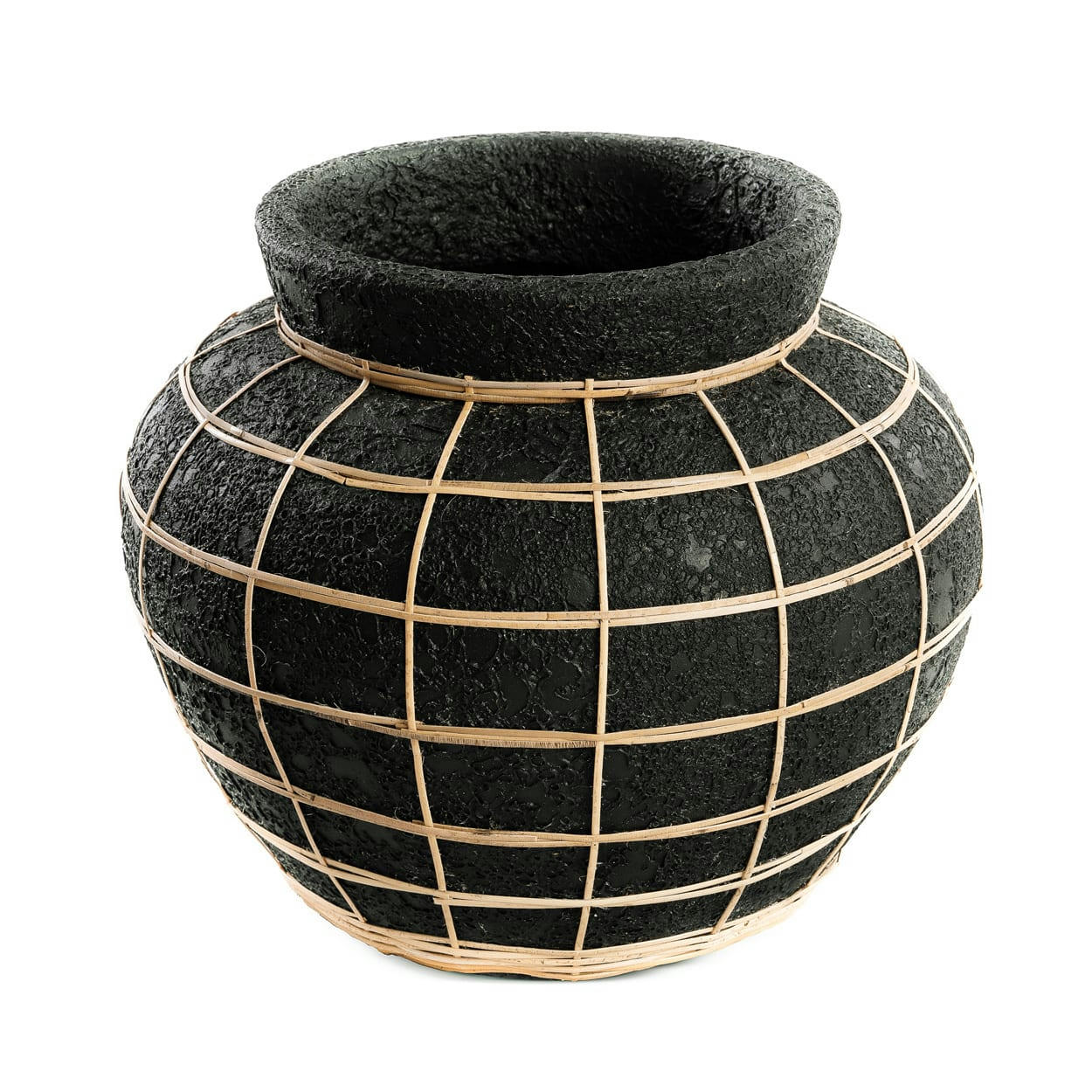 BELLY - Vase en terre cuite noire naturel H27