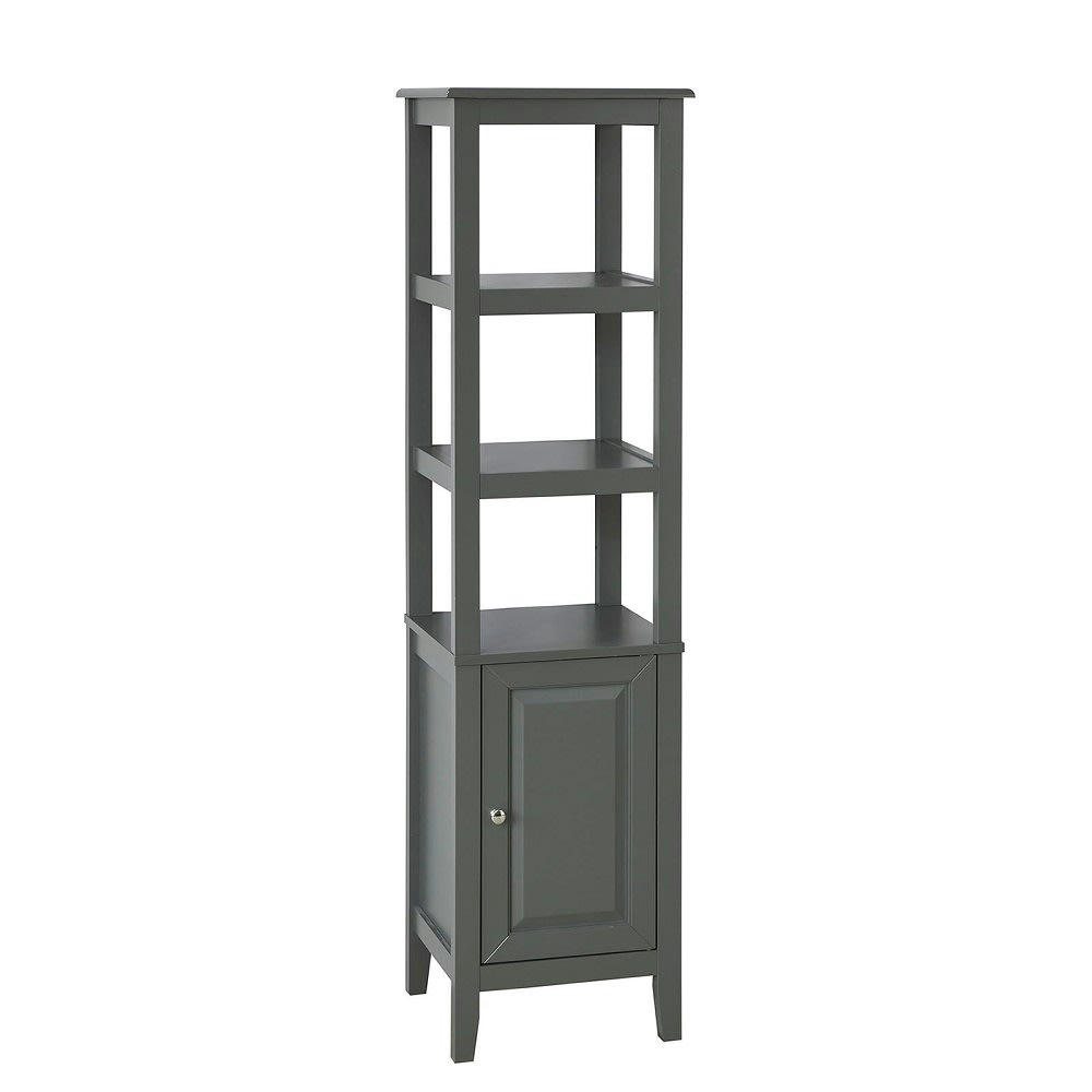 - Meuble colonne de salle de bain effet bois gris