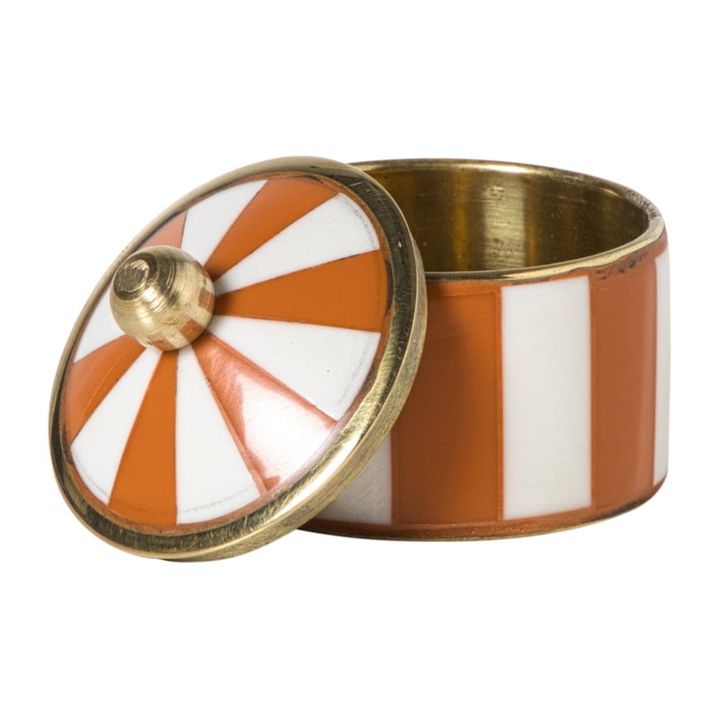 Opbergdoosje circus klein - oranje/wit - &Oslash;4.8x3.5 cm