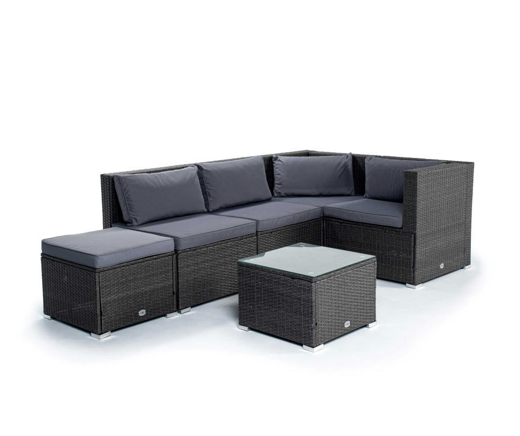 BAHAMAS - Ensemble de canapé de jardin gris 5 places