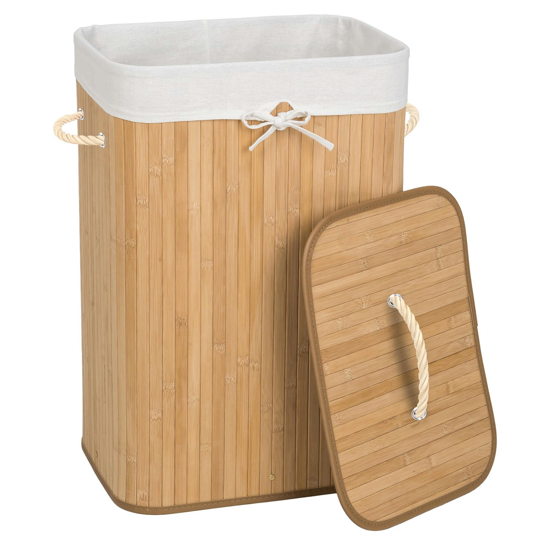 - Panier à linge rectangulaire en Bambou beige