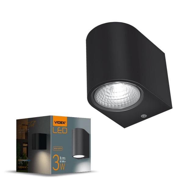 Kinkiet zewnętrzny PELLE 2700K czarny LED 1x3 W 270lm IP54 Videx