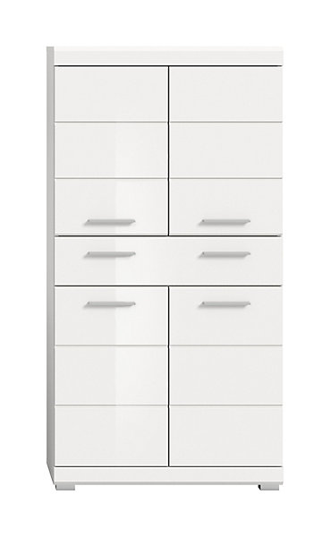 Eteka- Armoire de salle de bains (L/H/P : 74x141x31 cm) en imitation blanc et blanc brillant profond