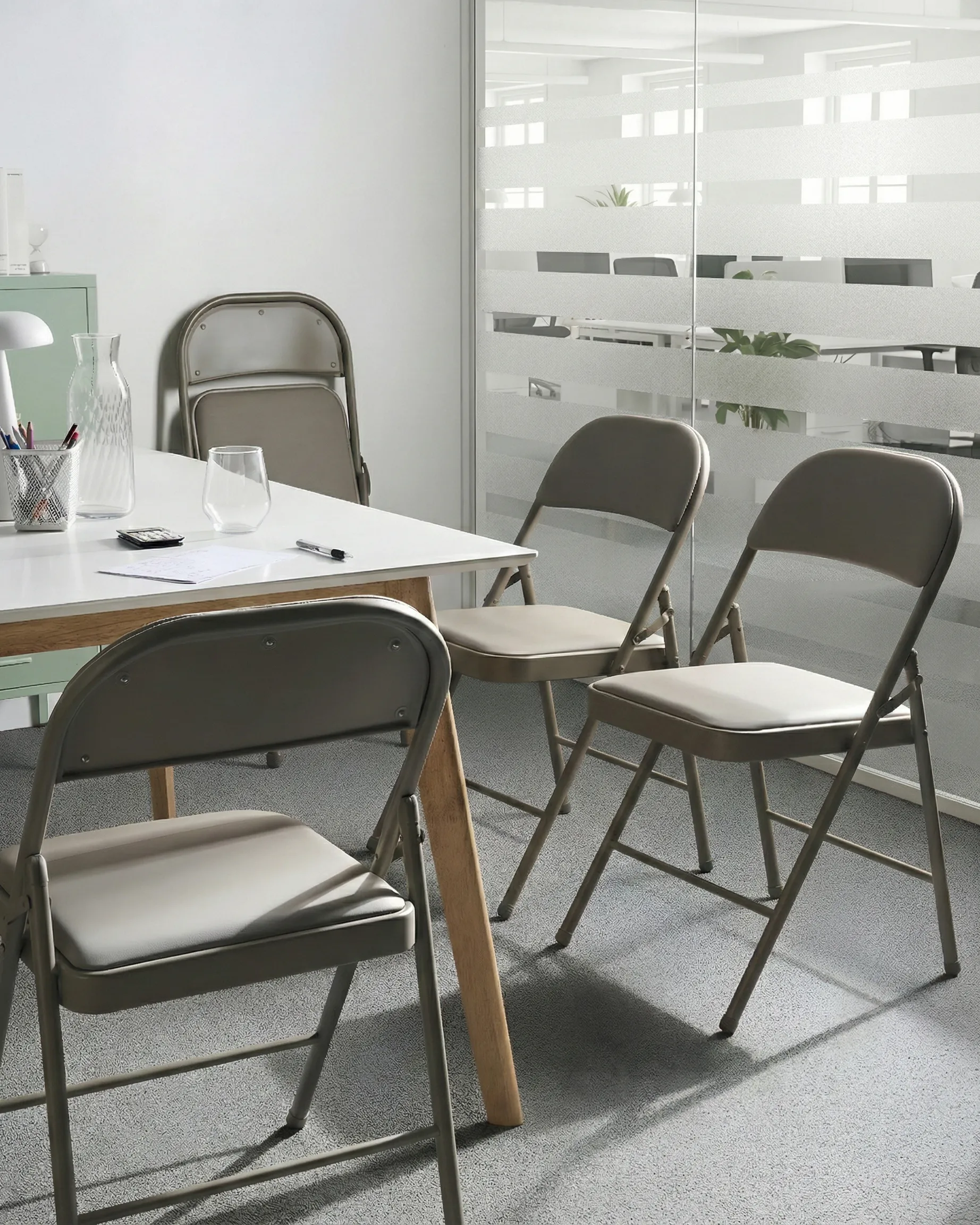 Set of 4 Folding Chairs SHASTA Metal Taupe