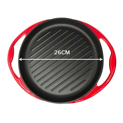 SOGA Enamel Porcelain Cast Iron Frying Pan Skillet Non-stick Coating Steak Sizzle Platter 26cm