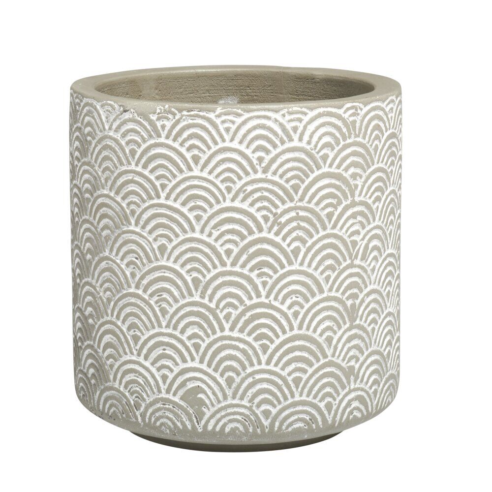 Cache pot cylindre en terre cuite motif écaille