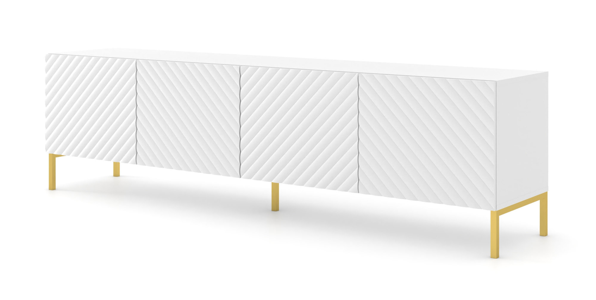 Szafka RTV SURF 200 cm 4D frez biały mat