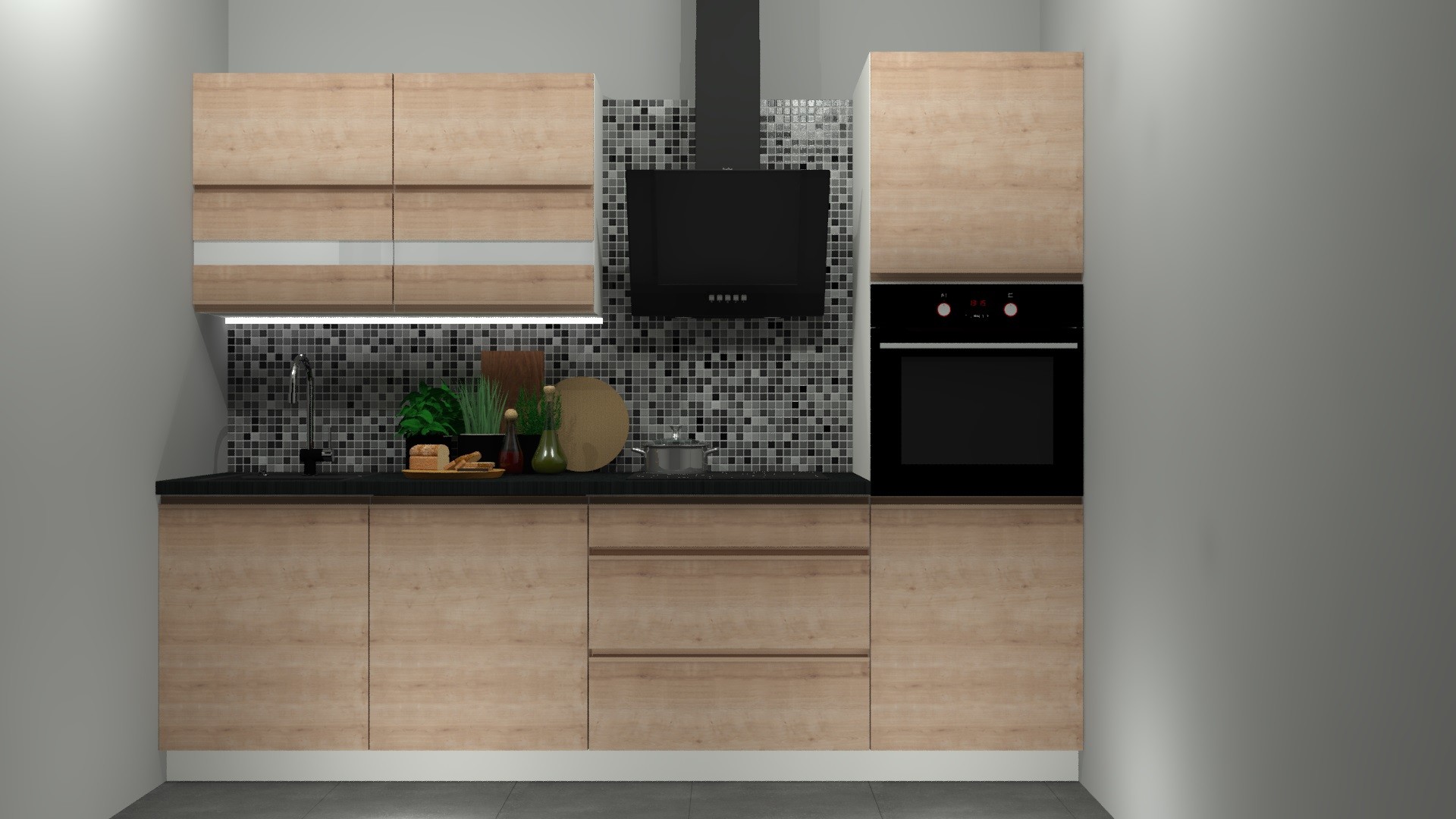 Komplet kuchenny Sole 260 cm bez blatu dąb arlington