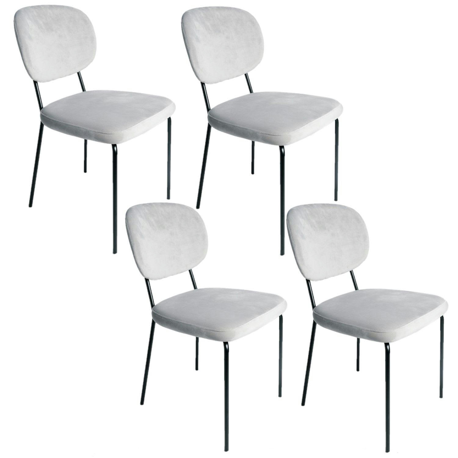 - Lot de 4 chaises en métal et polypropylène, effet velours gris