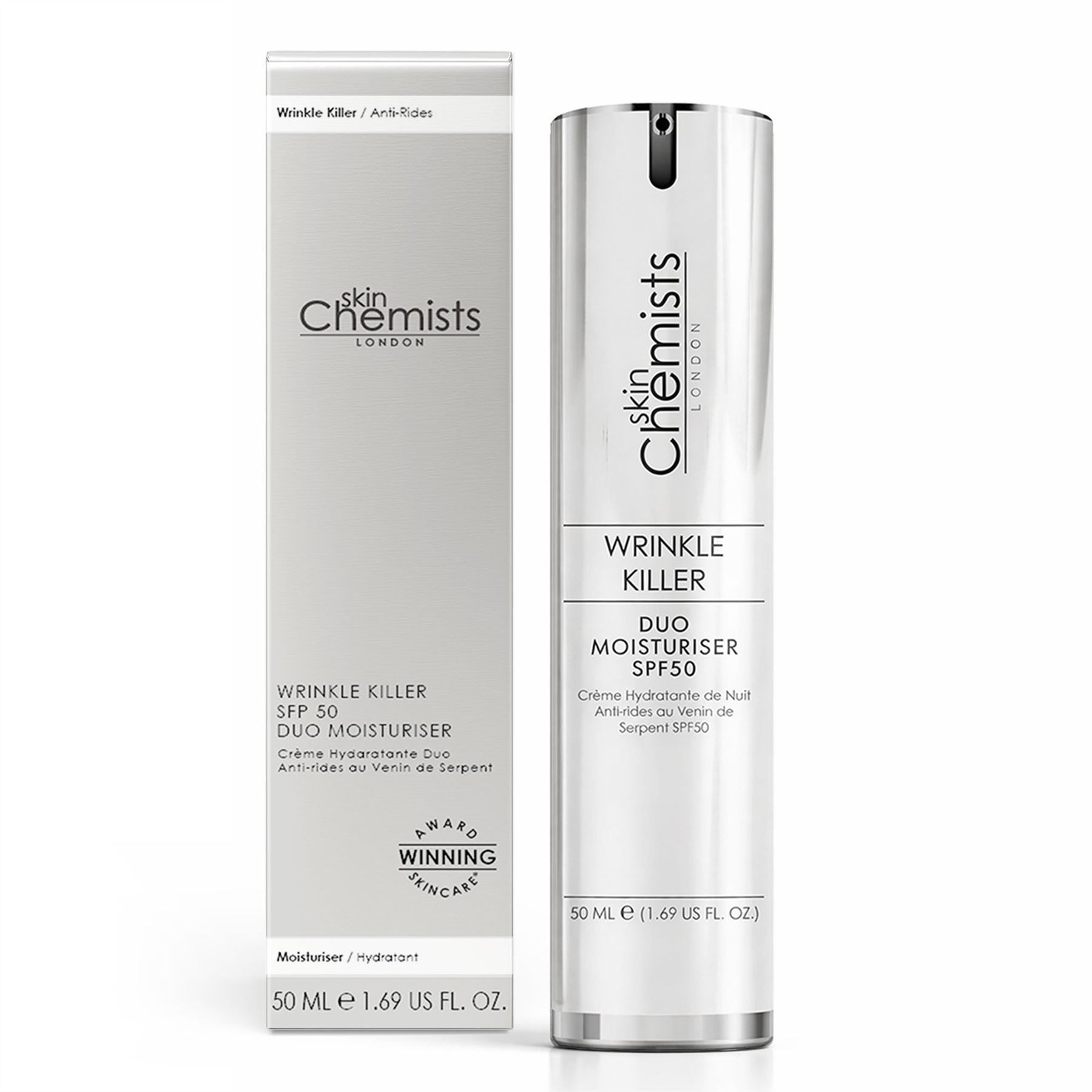 skinChemists professional Wrinkle Killer SPF 50 Duo Anti-Ageing Moisturiser 50ml for Fine Lines and Hydration