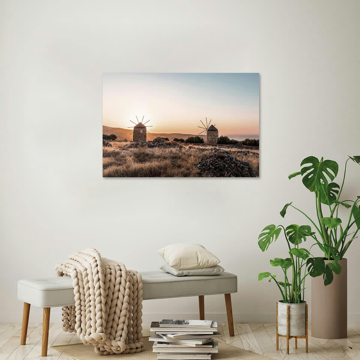 GRANDS ESPACES - Tableau sur verre moulins des champs 45x65 cm