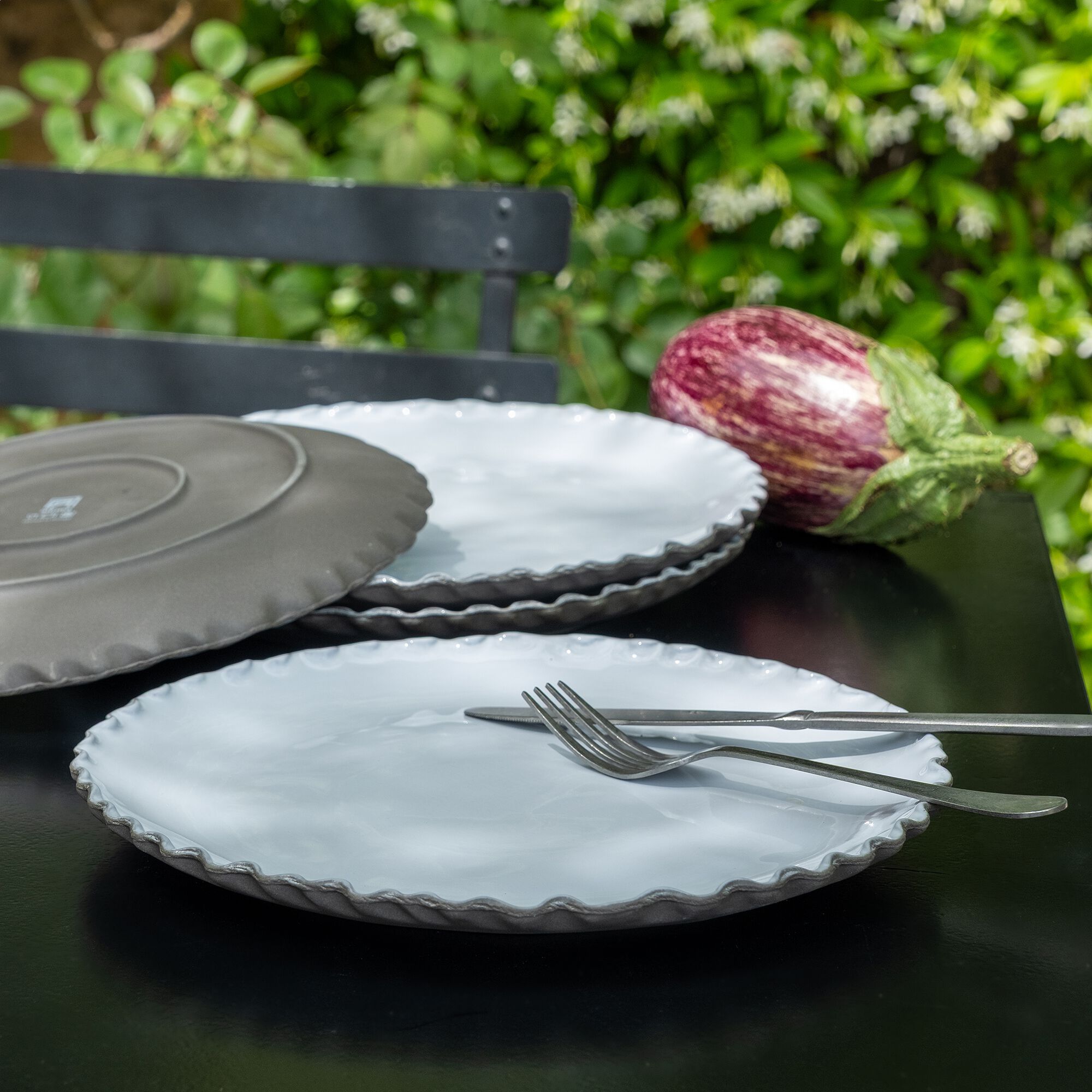 ONDULA - Assiette plate en grès D28cm - blanc