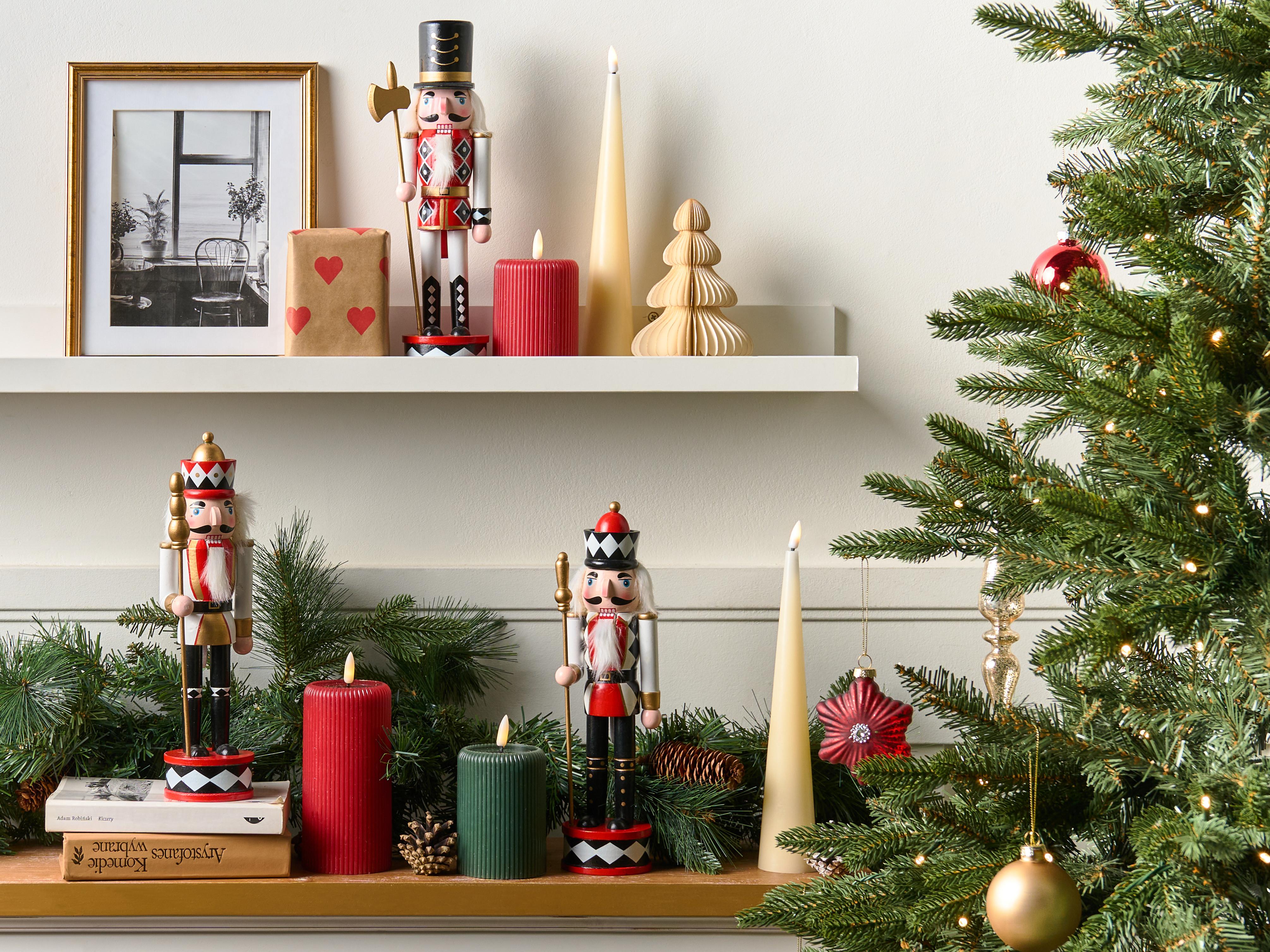 Set of 3 Figurines RICKLEAN Nutcracker 30 cm Red/ White