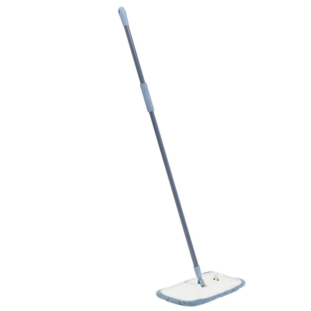 Balai plat gris avec manche en acier et recharge 38x20,5xH120cm