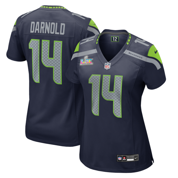 Women's Seattle Seahawks Sam Darnold Nike College Navy Super Bowl LX Patch Game Jersey