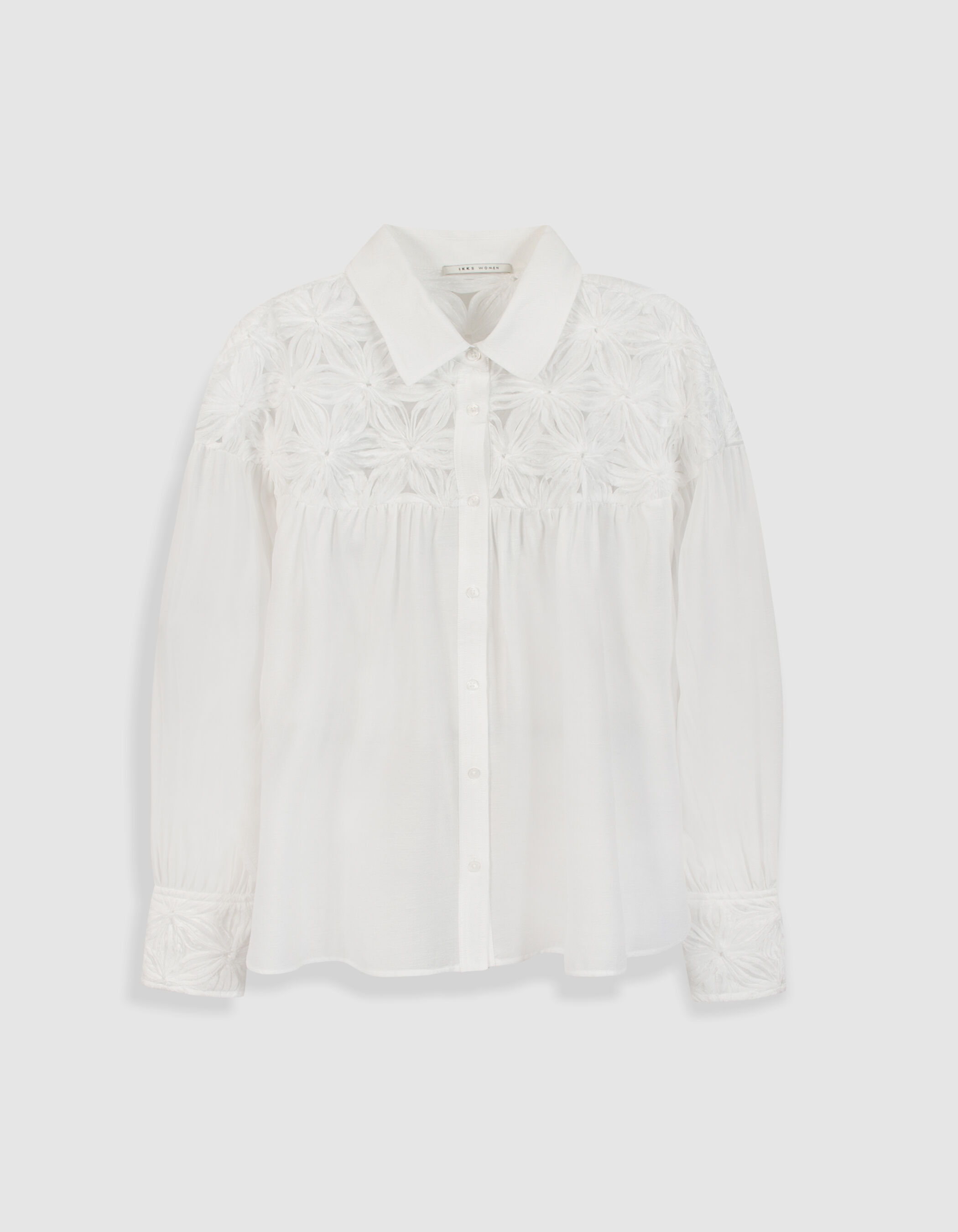 Chemise fluide blanche détails fleurs Femme